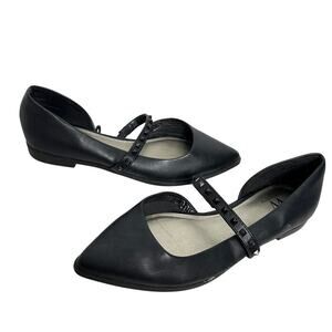 Worthington Size 8 Black Cora Studded Point Toe Flat Heel Shoes Work wear Office